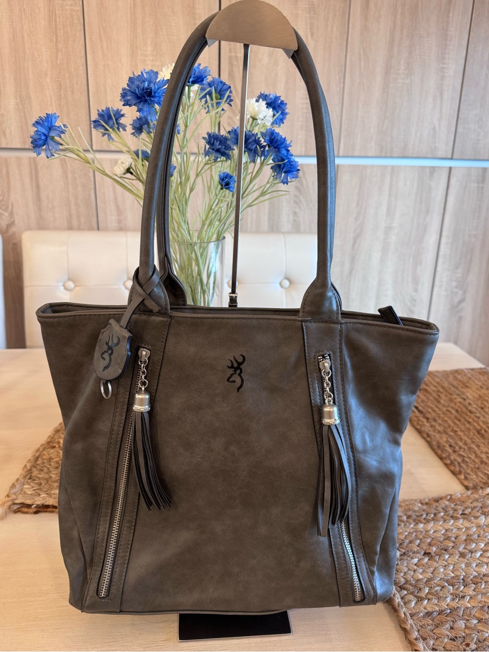 Browning Alexandria Concealed Carry Handbag Charcoal Gray W/Holster & Key NWOT